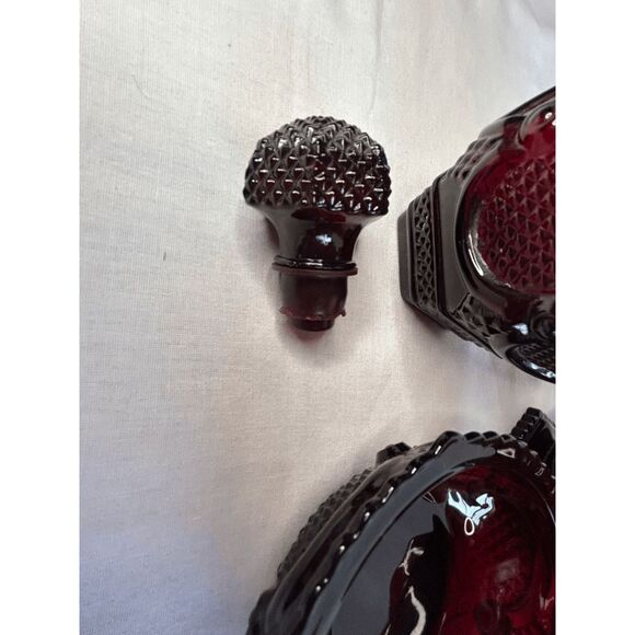 Avon 1876 Cape Cod Ruby Red Eight Piece Mixed Lot, Decanters, Candle Holders - Picture 2 of 11